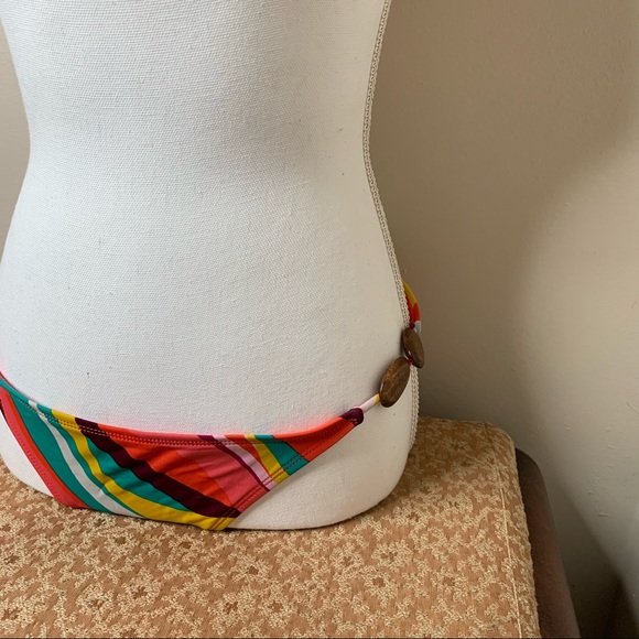 Colorful Striped Wood Beaded 2 Piece Bikini - Picture 3 of 5